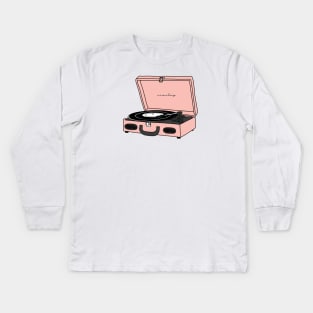 Vintage Pink Record Player Kids Long Sleeve T-Shirt